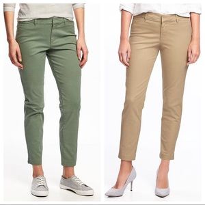 2 PANTS: Midrise Pixie Ankle Chinos, 4, Tan + Sage